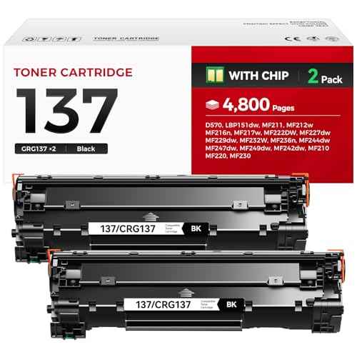 137 Toner Cartridge Black 2-Pack Replacement for Canon 137 CRG-137 for ImageCLASS LBP151dw D570 MF236n MF247dw MF249dw MF232w MF242dw MF244dw MF216n MF227dw MF212w MF210 MF220 MF230 MF240 Printer Ink