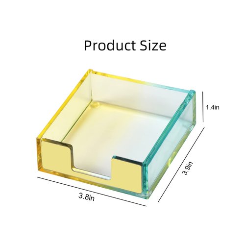 Koqye Acrylic Rose Gold Pen Holder & Memo Pad Sticky Notes Holder - Desk Organizer Set for Office & Home Decor (Yellow & Green)