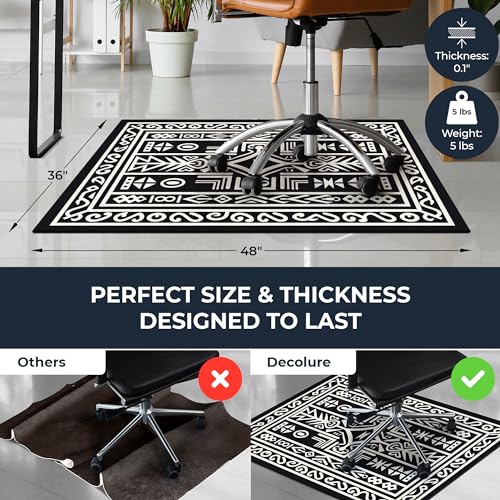 DECOLURE Office Chair Mat for Hardwood Floor, 36"x48", Computer Desk Chair Mat, Desk Rug for Home, Noise Reducing Rolling Mat, Smooth Anti-Slip Floor Protector (Aztec Tribal)