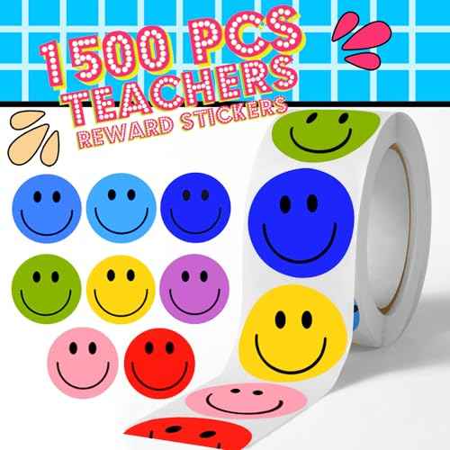 1500 Pcs Smiley Face Stickers Motivational Stickers for Teachers (Macaron-3 Pack)