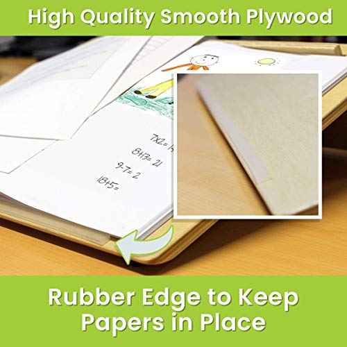 Playlearn Ergonomic Wooden Writing Slope/Slant Board - 20 Degree Optimal Angle - Extra Wide with Pen Holder