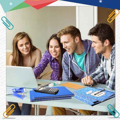 108 Pcs Middle High School Supplies Kit Back to School Supplies for Student 7-12 Grades Essentials Bundle Box Calculator Pencils Compass Notebook Pens(Blue)