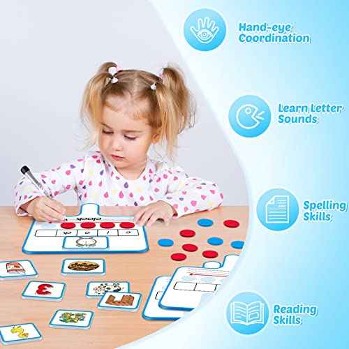 Aizweb Phonemic Awareness,Speech Therapy Magnetic Dry Erase Board Phonics Game, Elkonin Box Preschool Kindergarten Classroom Must Have,Letter Sound Science Reading Manipulative Homeschool Supplies