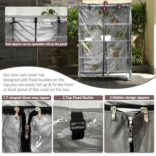 okcool Waterproof Shelf Cover,600D Heavy Duty Wire Shelving Unit Cover,Shelf Display Rack Protector Cover with Zipper,One Side See Through Panel.(Grey,Fits 48" Wx18 Dx72 H Shelves)