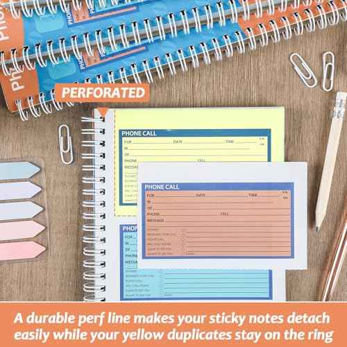 gisgfim Spiral Bound Phone Message Book 5-1/4x11inch Phone Message Forms Book 2 Part Carbonless Phone Message Pads Phone Call Log Book Voicemail Log Book While You Were Out Message Pad 4 Messages/Page