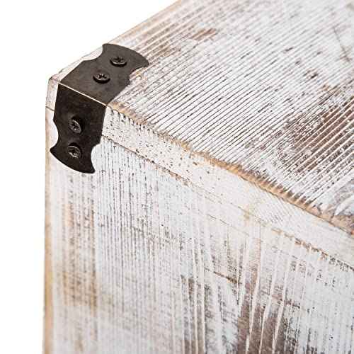 VERGOODR Farmhouse Style Wooden Square Trash Can with Cutout Handles Decorative Metal Wastebaskets for Bedroom,Living Room, Bathroom & Office,Waste Bin Trash bin