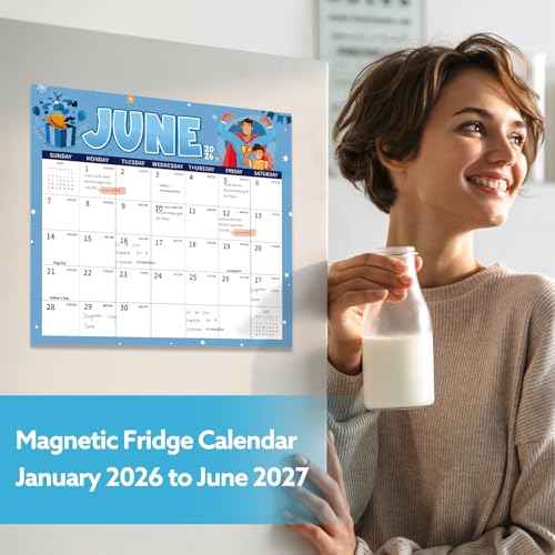 2026-2027 Magnetic Fridge Calendar, 18 Month Fridge Calendar Runs from January 2026 to June 2027 Magnetic Calendars for Refrigerator for Personal Planning and Organizing, Festival Style