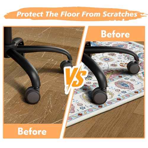Office Chair Mat for Hardwood Floor,Computer Chair Mat Office Rugs for Rolling Chairs,Under Desk Rug for Floor Protector,Anti Slip Machine Washable Area Rug Beige 48"x60"
