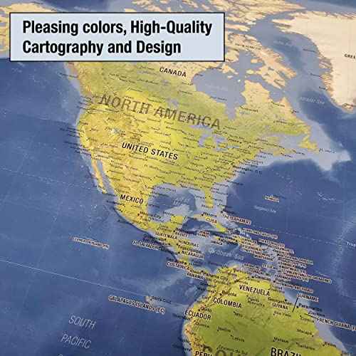 Laminated World Ranger Map Poster | Physical Style Map | Includes The Most Legible Location Labels | 36¡± x 24¡± | Shipped Rolled in a Tube, Not Folded | Great for The Home, Office, or Classroom...