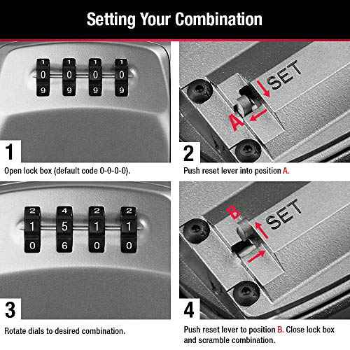 Master Lock Heavy Duty Wall Mount Key Lock Box, Outdoor Wall Mounted Lock Box for House Keys, Key Safe with Combination Lock, 5 Key Capackity, 5415EC