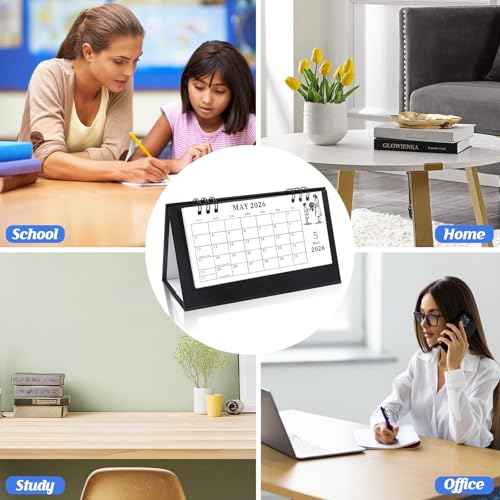 Gannyfer 2026 Desk Calendar, Small Standing Flip Desk Calendar 2026-2027, Use Now Until June 2027, 24-Month Mini Desktop Calendar for Home, School, Office (6.89" x 3.54" Black)