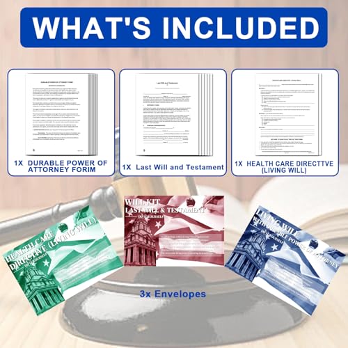 Legal Documents Kit: Durable Power of Attorney, Healthcare Directive & Last Will & Testament