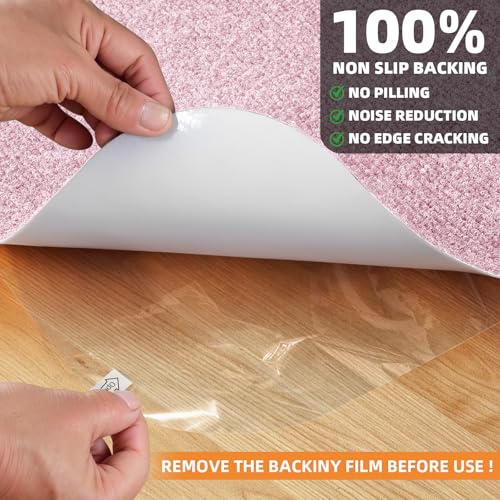Office Chair Mat for Hardwood Floors 63" x 51", Durable Non-Slip Large Tile Floor Protector, Anti-Scratch Thick Heavy-Duty Recyclable Gliding Desk Mats for Computer Rolling Chairs, Pink