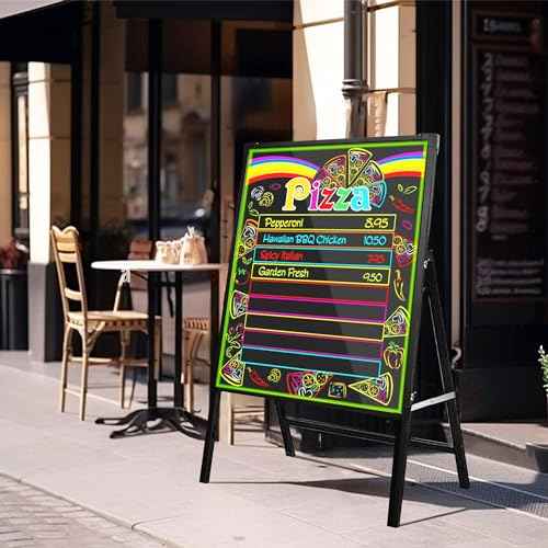 Montex LED Message Board 32" x 24" Self-Standing LED Signs, Menu Board with Adjustable Height, Aluminum Frame, for Stores, Bars, Restaurants, Plug in or Compatible with Power Bank
