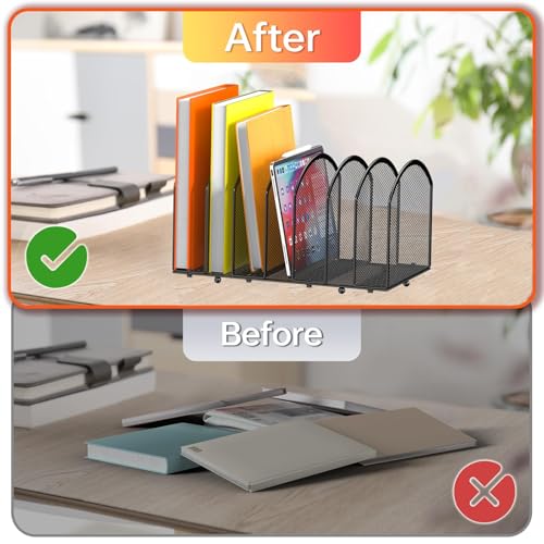Gawerk Black 7-Section Mesh Desk File Organizer for Office - 1 Pack