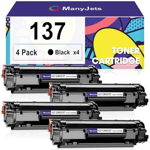 4 Pack Compatible Toner Cartridge Replacement Compatible for Canon 137 Black Toner Cartridge 137 CRG137 Works with ImageCLASS D570/MF236n/MF232w/MF244dw/MF240/MF210Printers (Black)