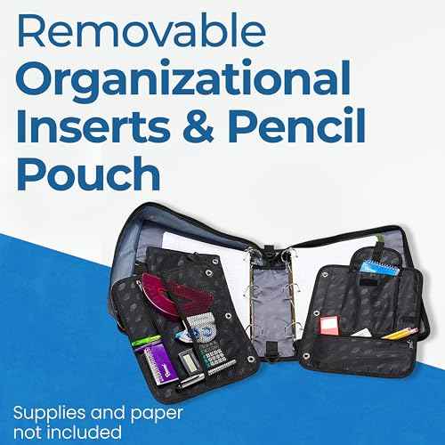 Case-it The Dual 2-in-1 Zipper Binder | Two 1.5-Inch D-Rings, 600 Sheet Capacity, Pencil Pouch & Multiple Pockets | School & Office Organizer with Shoulder Strap | Dual-101 Deep Purple | 6 Pack