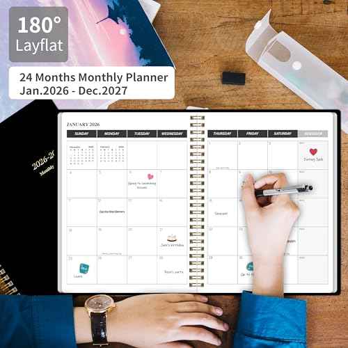 Monthly Planner 2026-2027, Jan 2026 - Dec 2027, 2 Year Calendar 2026-2027 Monthly Planner, 7.5" x 10", 24 month Calendar With Goals To Do List, Habit Tracker Suitable for Schools & Offices & Home