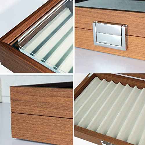 Wood Pen Display Case 12 Pen Organizer Box Pen Storage Collector Organizer Box With Glass Window Pen Fountain Collection Display Case£¨Black Walnut£©