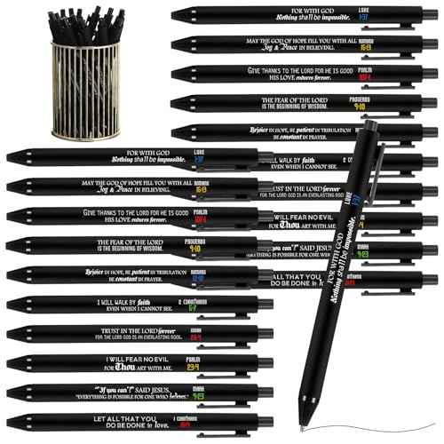Cholemy 200 Pcs Christmas Christian Gifts Bible Verse Pens Bulk Church Gift Religious Scripture Ballpoint Inspirational Motivational Retractable Black Ink Pen for Women Men Coworker Employee Teacher