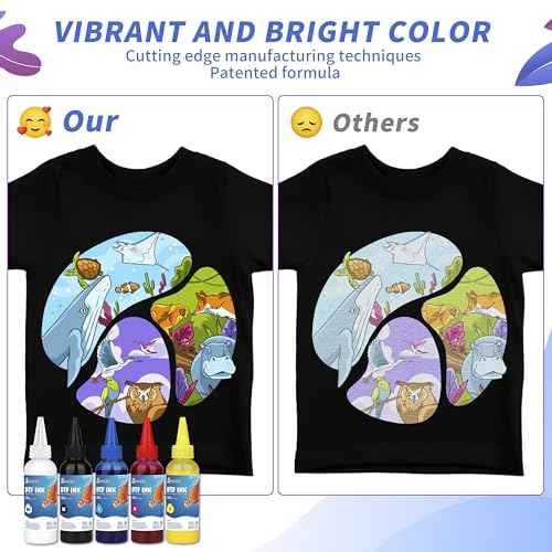 500ML DTF Ink Set Vivid Pigment Ink for PET Film Direct-to-Film Printing, Perfect Refill for Printheads (DX5/DX7/5113/XP600/I3200/4720/TX800) 2White+Black+Cyan+Magenta+Yellow