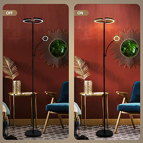 FIMEI Split Floor Lamp Modern LED Rotatable Floor Lamp with Reading Light, Eye-Protection Reading Standing Lamp with Stepless Dimming and 3000K-6000K Color, Separately Rotatable Design, Black