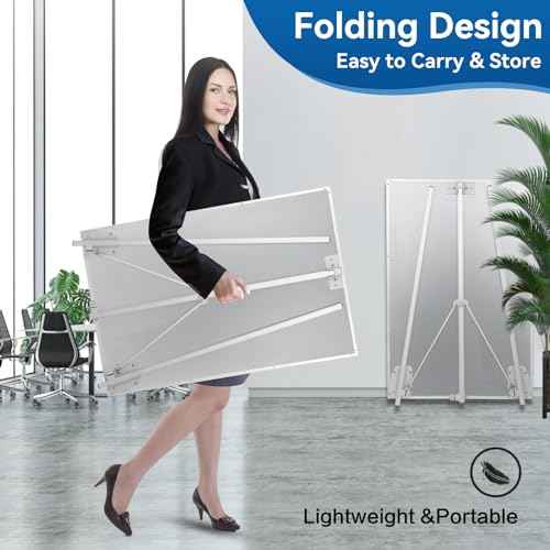 Portable White Board Dry Erase with Stands,Foldable Magnetic Standing Whiteboard Flip Chart Easel for School Office and Home(36x24 White)