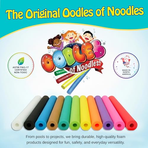 Clamp-On Standard Size Foam Noodles - 12 Pack Extra Dense, Buoyant
