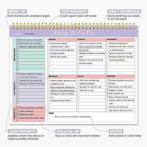 Weekly To Do List Notepad with 52 Undated Sheets£¨8.5"¡¿11"£©- Weekly Desk Planner for Women & Man, Work and Home - Violet Dream