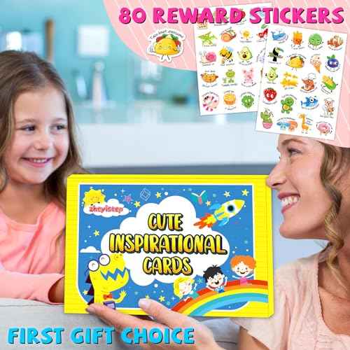 160 Motivational Lunch Notes for Kids, Cute Inspirational Cards Lunch Box Notes for Boys Girls Teens from Mum Funny Pun Cards with 80 Reward Stickers School Gifts