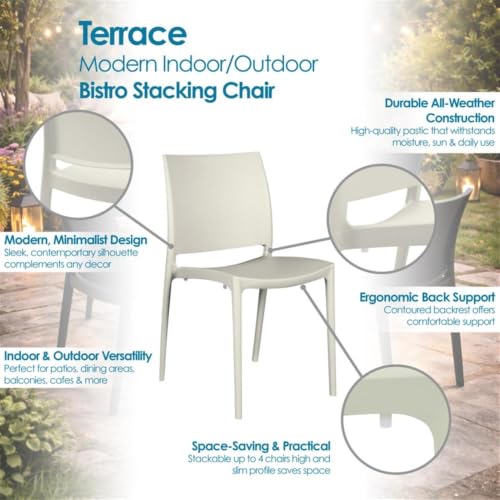 Niche Terrace White Plastic Outdoor Stackable Chair Set of 4