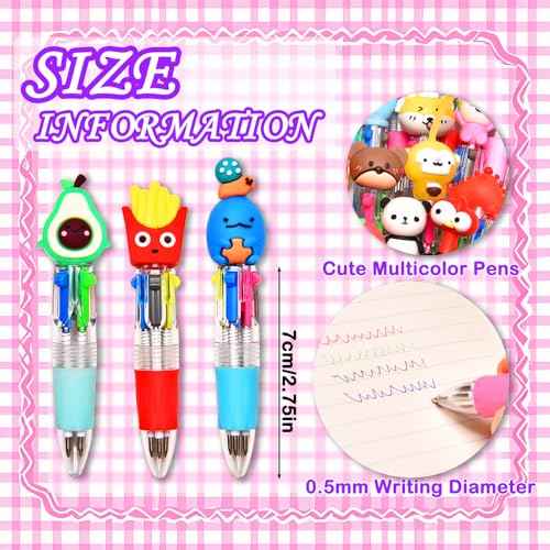 24Pcs Mini Multicolor Pens in One 4-in-1, Cute Pens Bulk for Party Favors and Birthdays, Delightful Ballpoint Pen Back To School Gifts Classroom Student Prizes