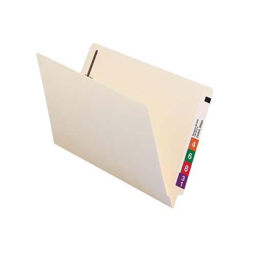 Smead End Tab Fastener File Folder, Shelf-Master® Reinforced Straight-Cut Tab, 1 Fastener, Legal Size, Manila, 50 per Box (37110)