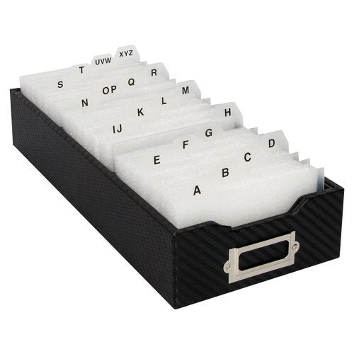 J JACKCUBE DESIGN JackCubeDesign Carbon Fiber Business Card Organizer Coupon Holder Name Card Organizer Name Card Holder With Removable Divider For Desk(4.29 x 1.76 x 9.75 inches)- :MK171