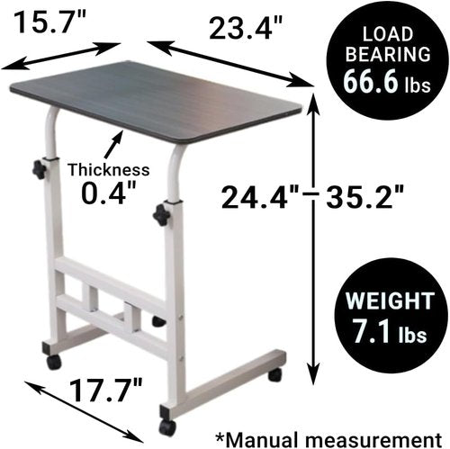 Japard Mobile Standing Desk - Adjustable Rolling Computer Table for Bedside | 35.4" White