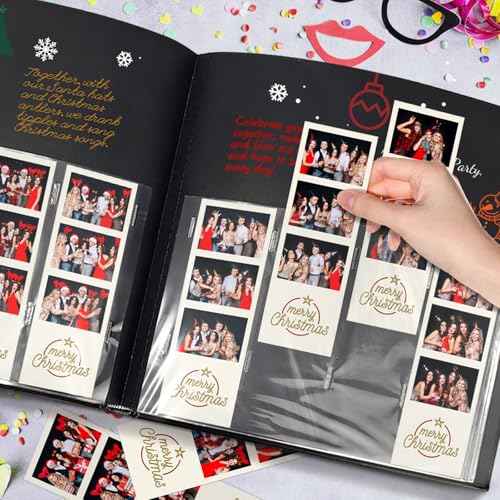 Wedding Guest Book with Photo Booth Insert - 160 2x6 Photo Sleeves & Guest Signing Space, PU Leather Memory Album for Weddings, Parties, Family Memories (Black)