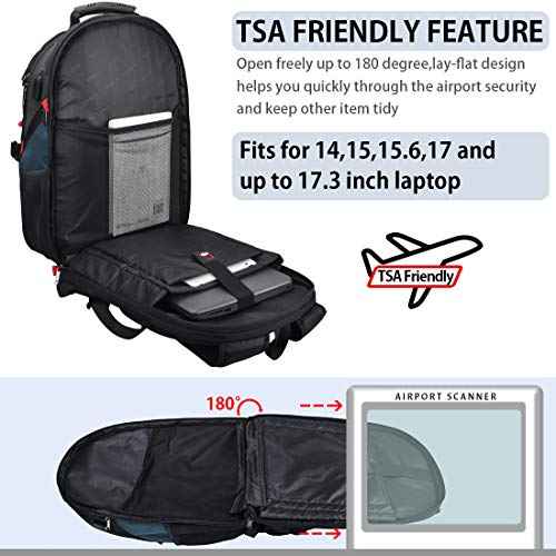 NUBILY Laptop Backpack 17 Inch Waterproof Extra Large TSA Travel Backpack Anti Theft College Business Mens Backpacks with USB Charging Port 17.3 Gaming Computer Backpack for Women Men Blue 45 L