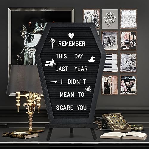 GAJIGAJI Black Coffin Letter Board Halloween Decor 16x11 Inch