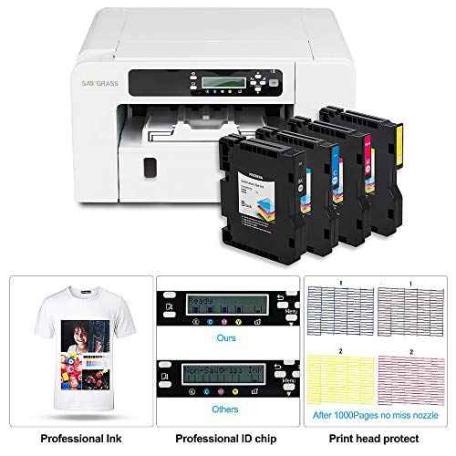 SG400 SG800 1 Set Sublimation Ink Cartridge for Sawgrass Virtuoso SG400/SG800 | High-Yield 300-Page Transfer DYE Ink | New Chipset (Exact Ink Level) | Printhead Protection
