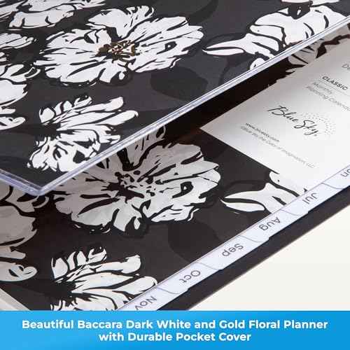 Blue Sky 2026 Monthly Planner Calendar, January 2026 - December 2026, 8" x 10", Clear Pocket Cover, Laminated Tabs, Durable Twin Wire Binding, Baccara Dark
