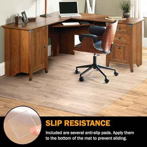 Office Chair Mat, 36" x 36" Chair Mat for Hard Floors, 0.08" Thicker Non-Slip Hard Floor Protector Desk Mat for Home, Waterproof Vinyl Floor Mat for Kids & Pets (Clear)