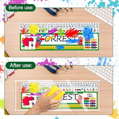Meetory 36 Pack Clear Self-Adhesive Desk Name Tag Covers for Office & Classroom