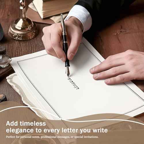 72 Pieces Stationary Letter and Envelopes, Black Border Design stationery paper and Envelopes Set, 48 Paper Sheets + 24 Envelopes Letter Size