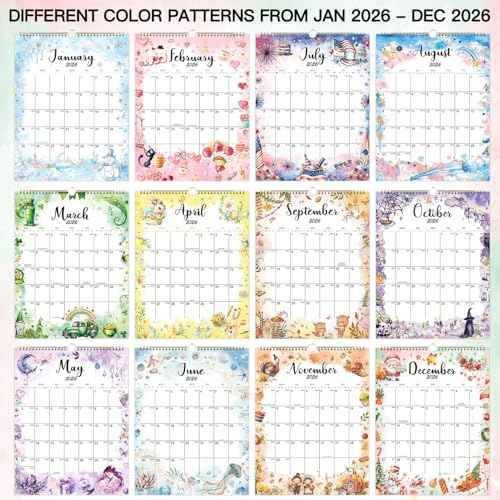 2026 Wall Calendar - 11.4" x 14.6", 2026 Wall Calendar 12 Month from JAN. - DEC. 2026, Twin-Wire Binding, Blank Block, Julian Dates, Hanging Loop, Holiday Reminder, Thick Paper