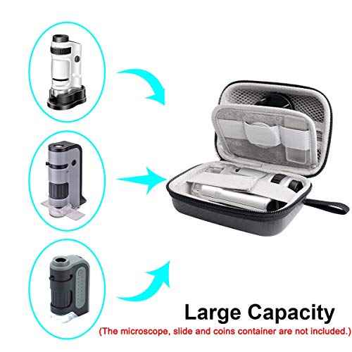 Jiusion Hard Case for Carson MicroBrite Plus Pocket Microscope (MM-300 or MM-300MU) and MicroFlip (MP-250 or MP-250MU) Travel Storage Carrying Include Carabiner and Strap