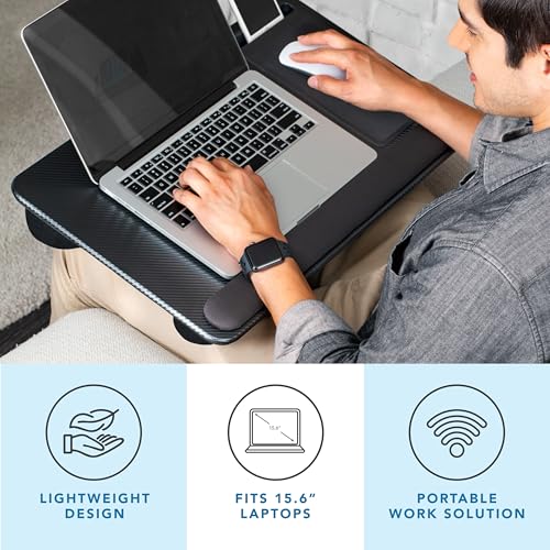 LapGear Home Office Pro Lap Desk Black Carbon - Right-Handed, Fits 15.6" Laptops