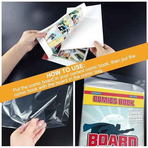 KKU 200 Count Comic Book Bags and Boards, Crystal Clear Acid Free Comic Bags and Boards, Comic Book Storage for Comics