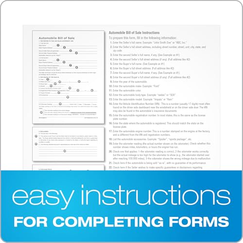Adams Bill of Sale Forms Pack – 2 Motor Vehicle & 2 General 8.5 x 11