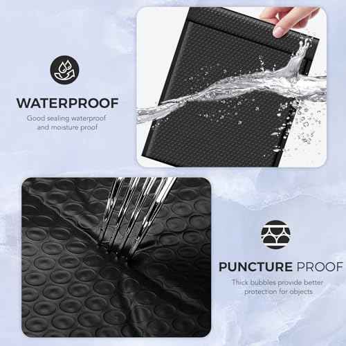 Metronic Large Bubble Mailers 12x15 Inch 40 Pack Waterproof Padded Envelopes Black Bubble Envelopes Opaque Cushioning Mailer for Shipping Clothes, Books,Jewelry Makeup Supplies