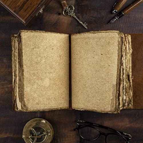 Vintage Leather Journal - Antique Handmade Deckle Edge Vintage Paper Leather Bound Journal - Book of Shadows Journal - Leather Sketchbook - Drawing Journal - Great Gift (Red Brown, 9"x6")